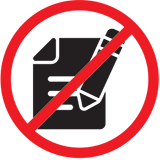 image of a notebook with a do not symbol through it