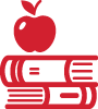 image of an apple and books