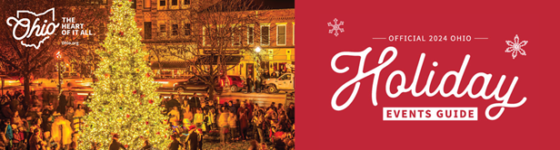 A brightly lit Christmas tree pictured in downtown Marietta, Ohio.