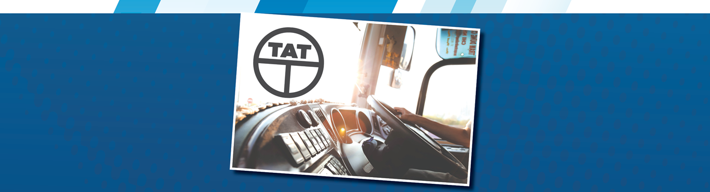 logo and someone driving a vehicle