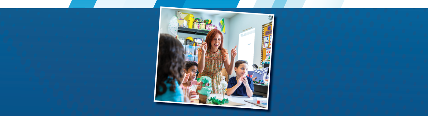 anenthusiastic teacher doing a classroom activity