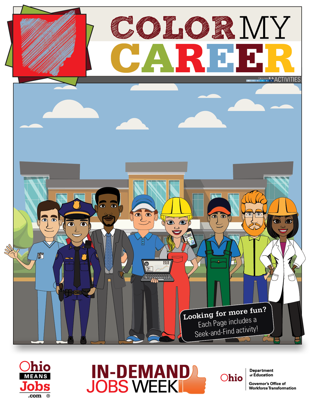 Cover of Printable Coloring Book for In-Demand Jobs Week