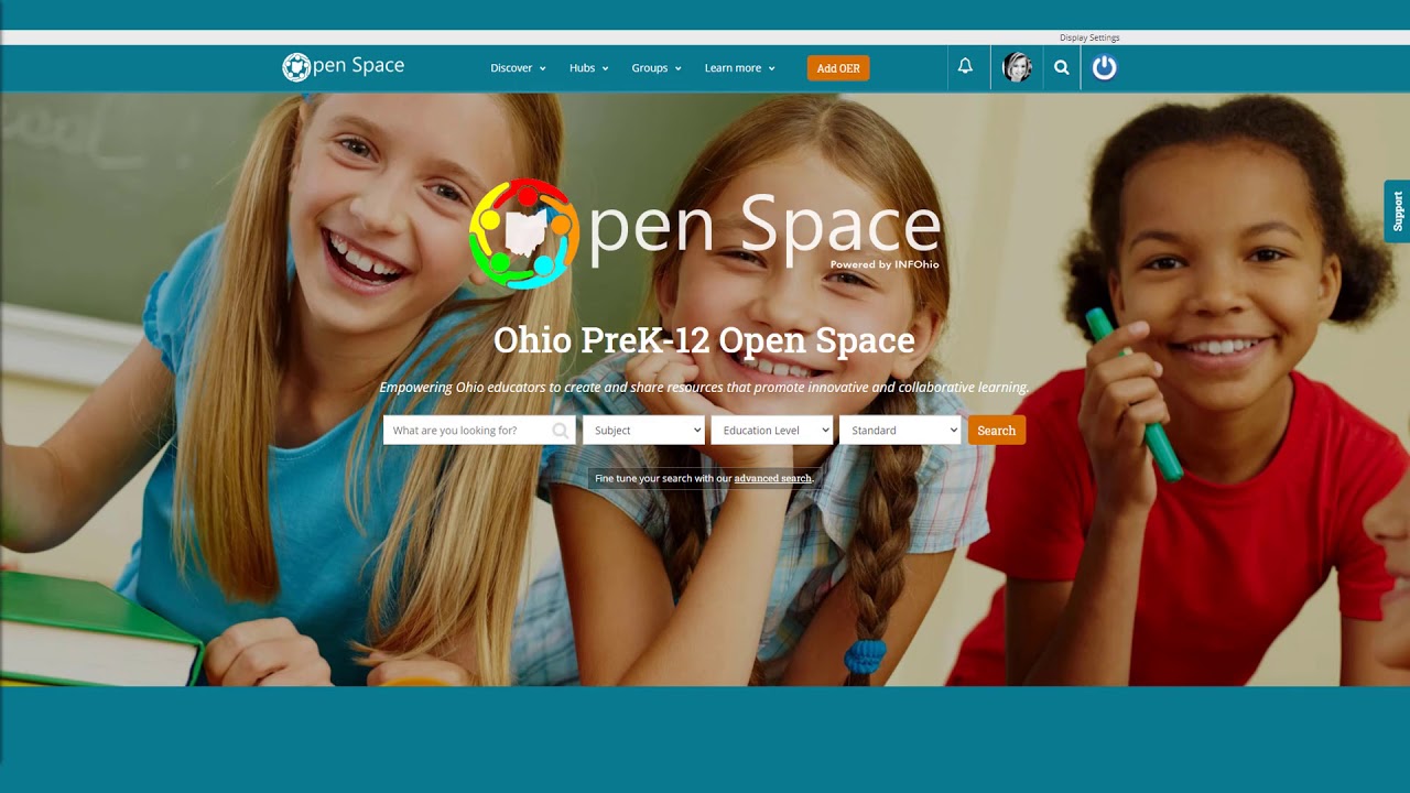 screenshot of the Open Space landing page