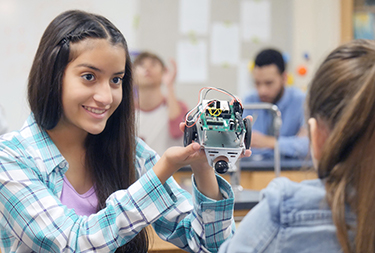 girl doing a robotics activity