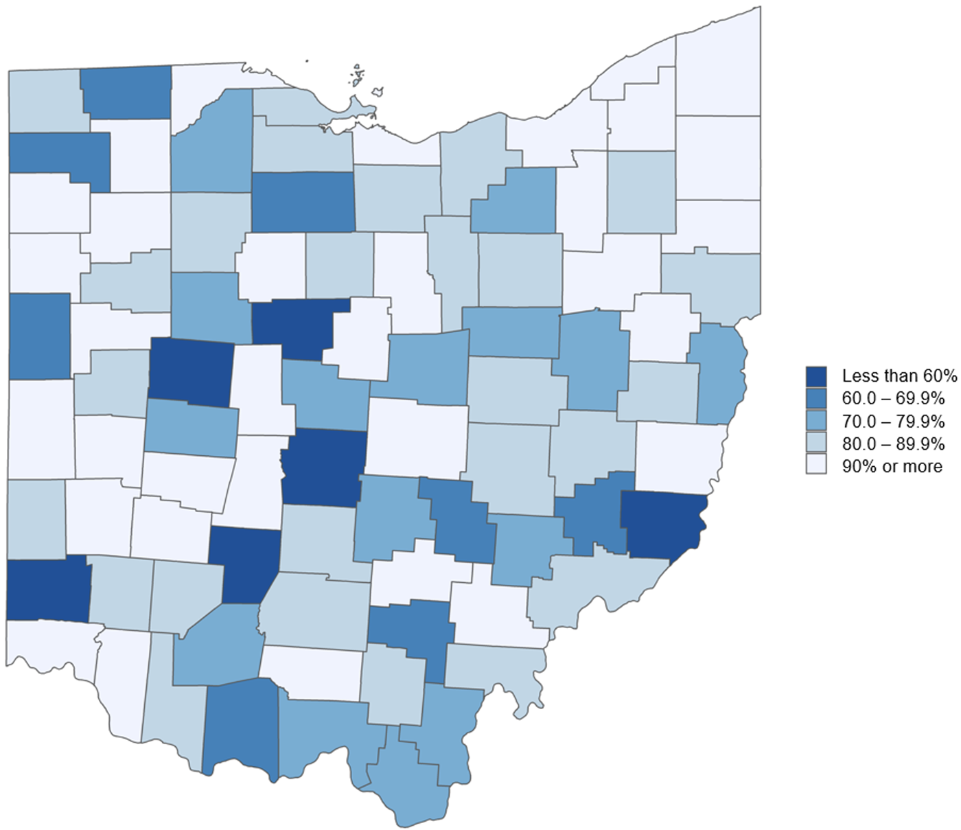 Figure 1 Map that displays the significant variability across Ohio’s counties.
