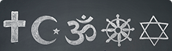 chalk pictures of symbols representing the world's religions