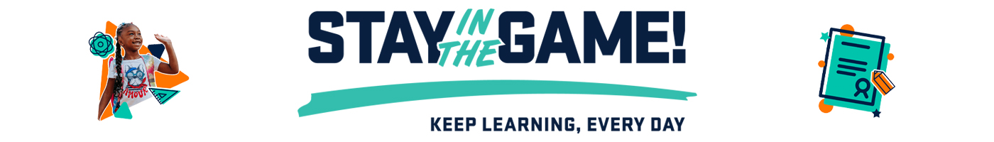 webpage banner with the Stay in the Game! Network logo