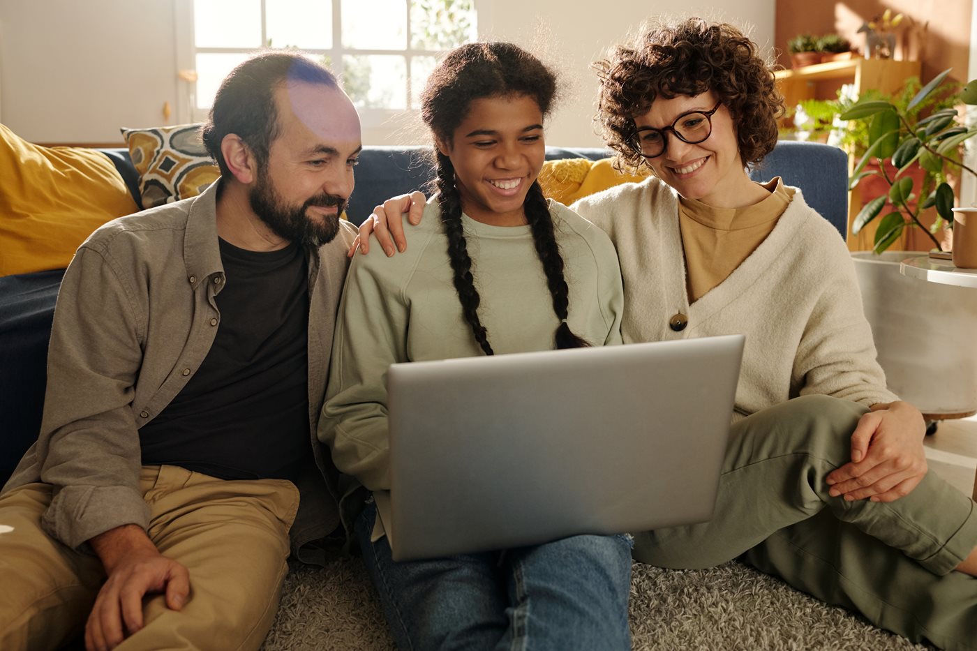 Family watching video together