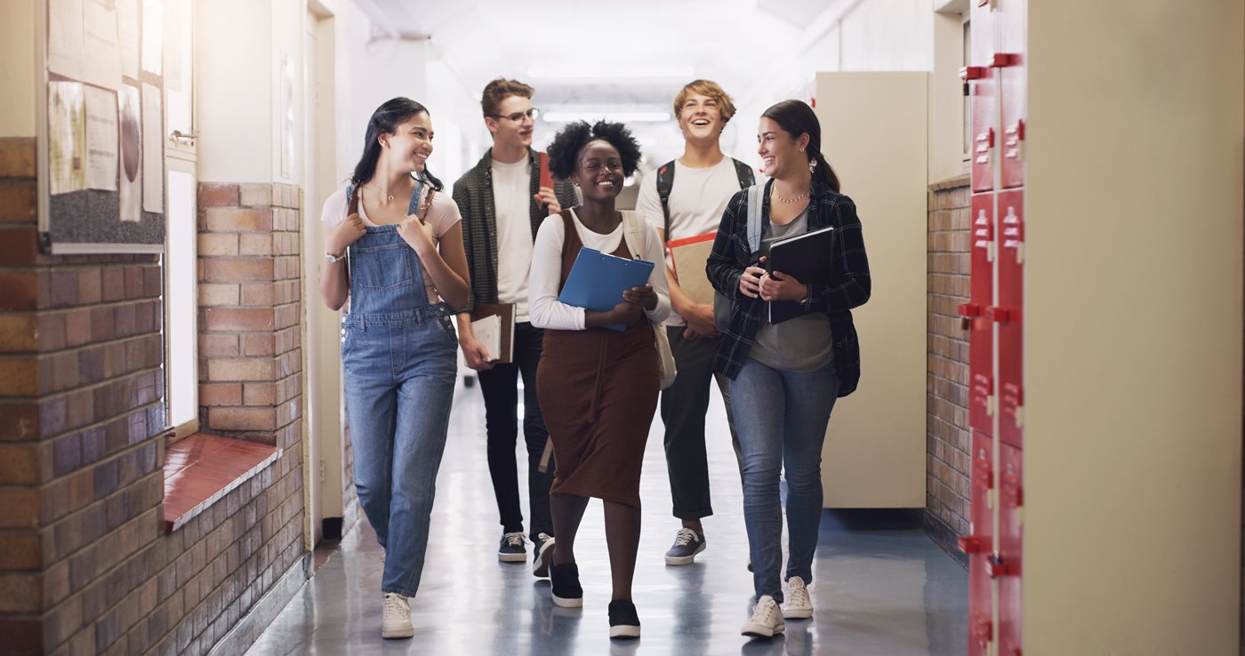 High school students in hall