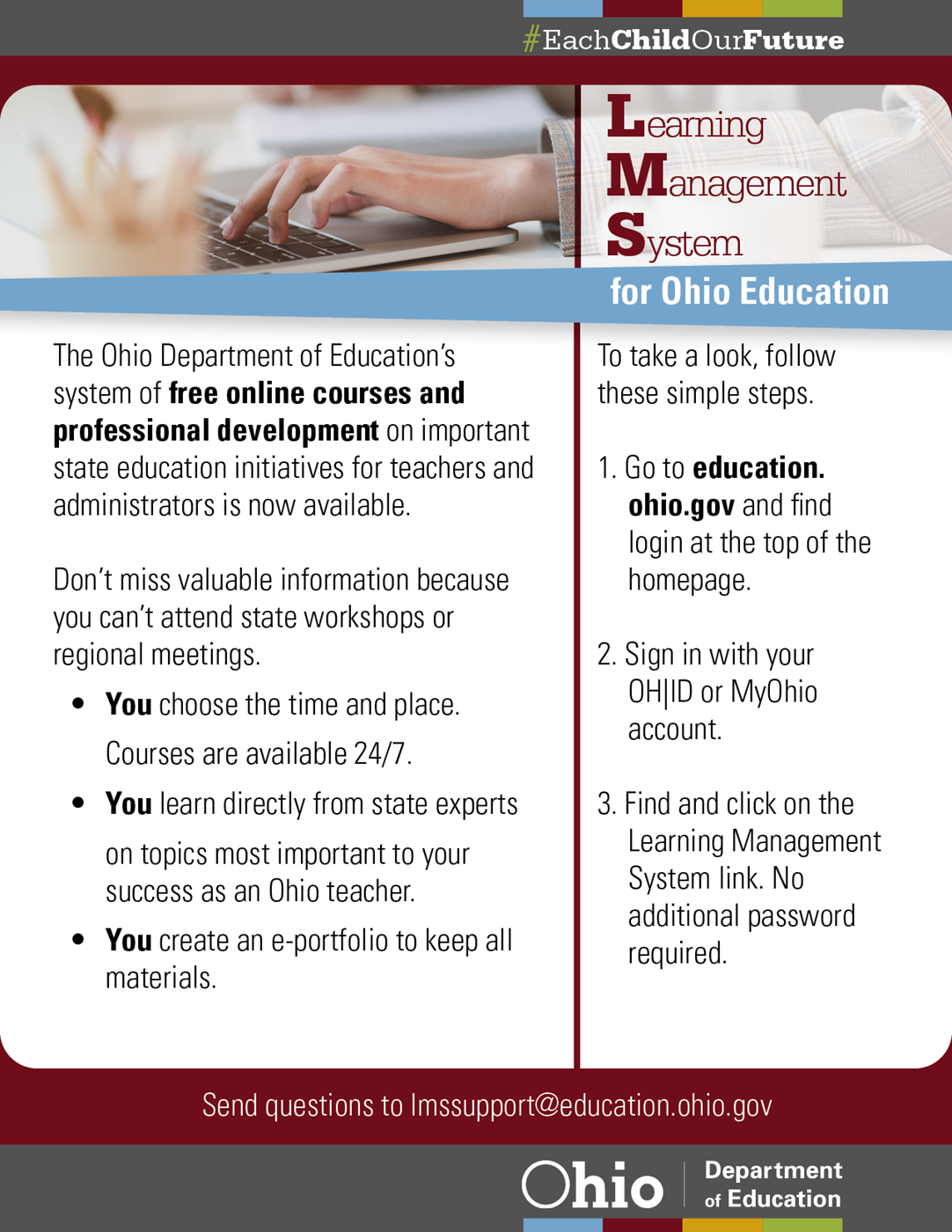 Informational card about the Learning Management System